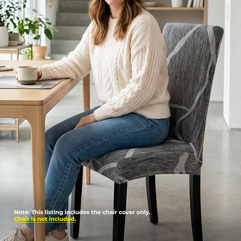 Anyseat Dark Grey Wave Design Chair Cover – Elastic Slipcover with Anti‑Dirt Protection for Dining Room, Kitchen, Wedding, Hotel, Banquet & Restaurant