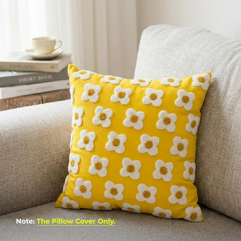 Anypillow Daisy Floral Embroidered Pillowcase Decorative Cushion Cover