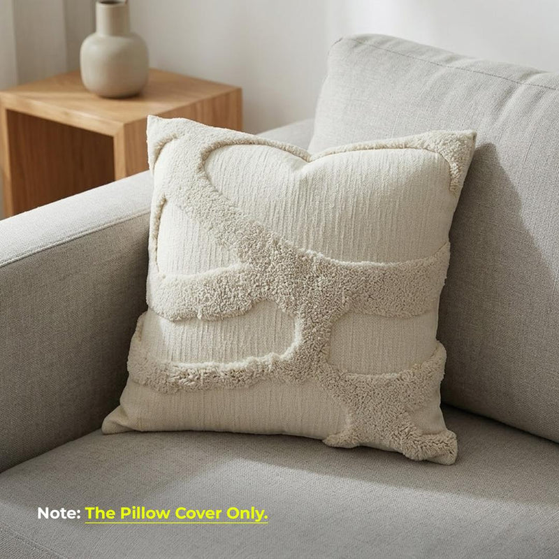 Anypillow Beige Tufted Embroidered Pillowcase Decorative Cushion Cover