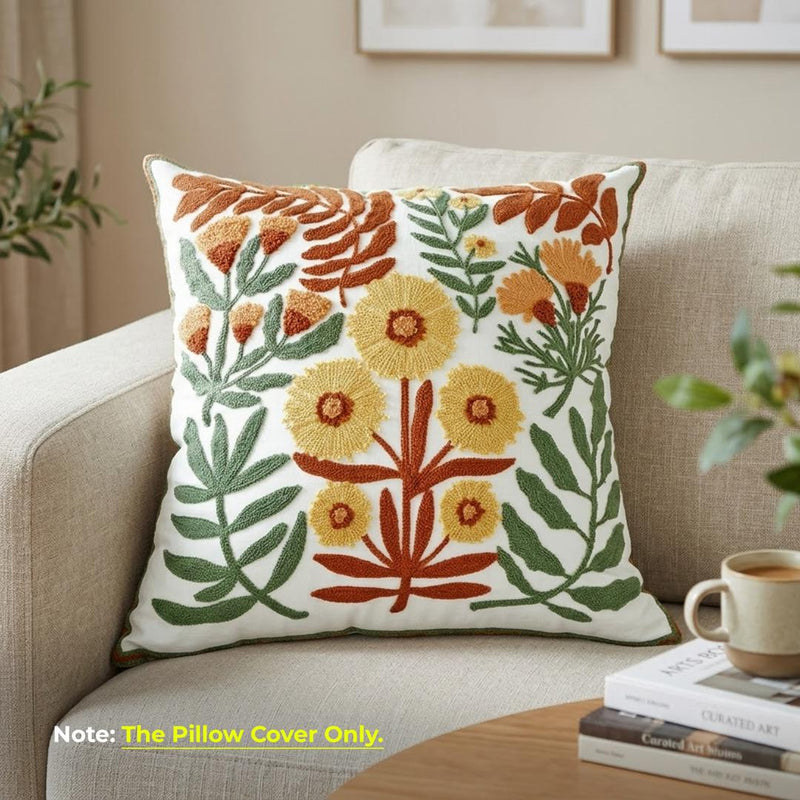 Anypillow Wildflowers Embroidered Pillowcase Decorative Cushion Cover