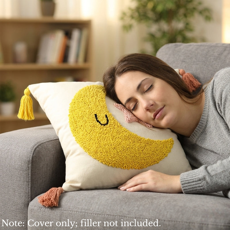 Anypillow Moon Tassel Tufted Embroidered Pillowcase Decorative Cushion Cover