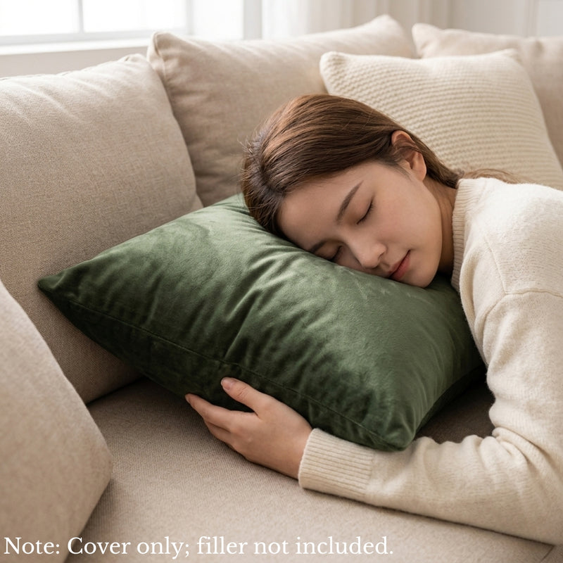 Anypillow Green Plush Decorative Cushion Cover – Soft Throw Pillowcase for Sofa & Bed