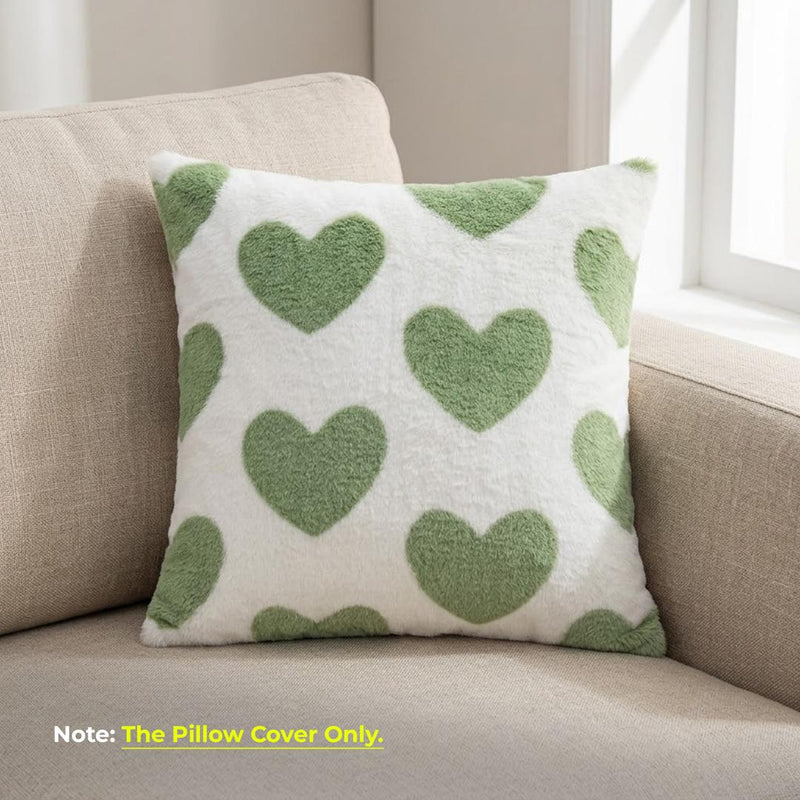 Anypillow Green Heart Decorative Cushion Cover – Soft Throw Pillowcase for Sofa & Bed