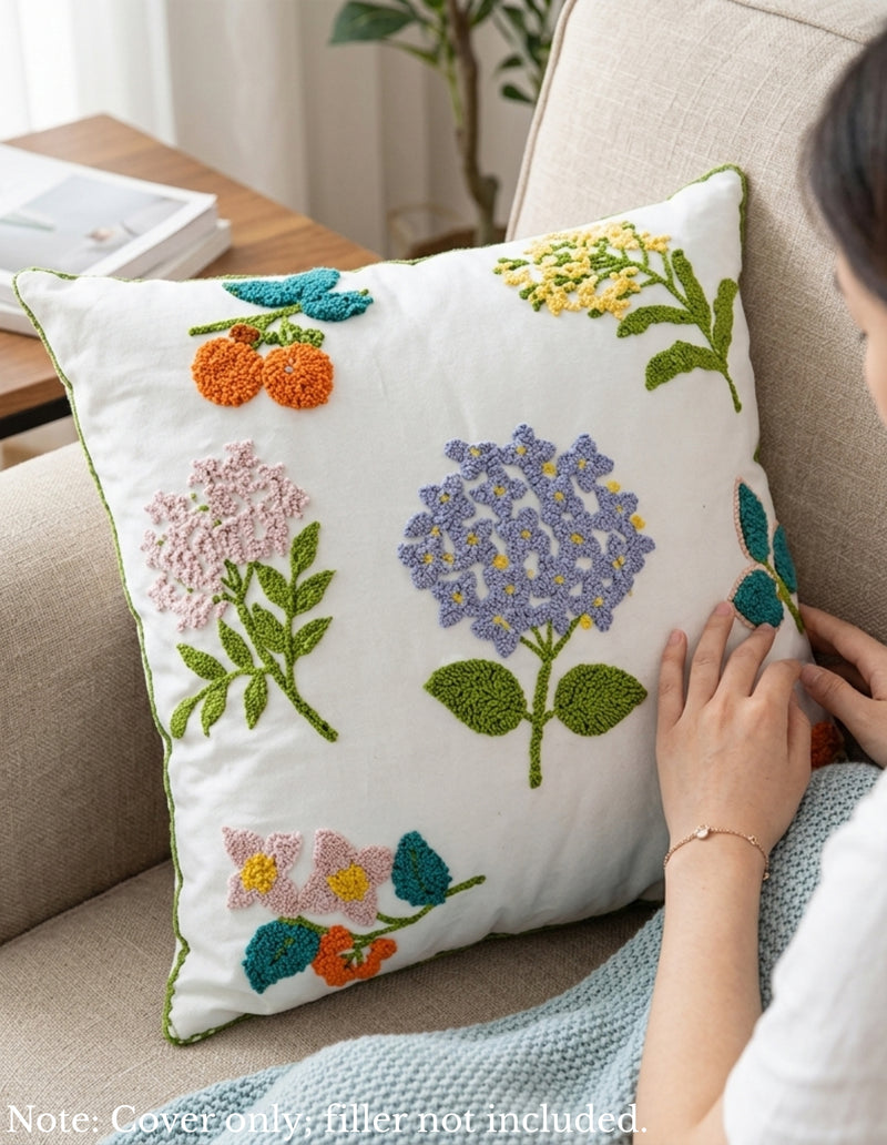Anypillow Colorful Flower Embroidered Pillowcase Decorative Cushion Cover