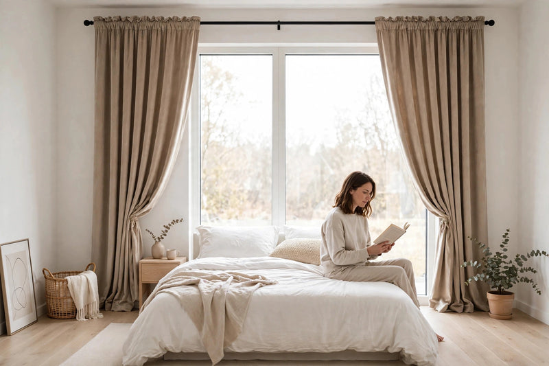 Anydrape Beige Velvet Blackout Curtains – High‑Quality Modern Luxury Drapes for Living Room, Bedroom & Dining Windows