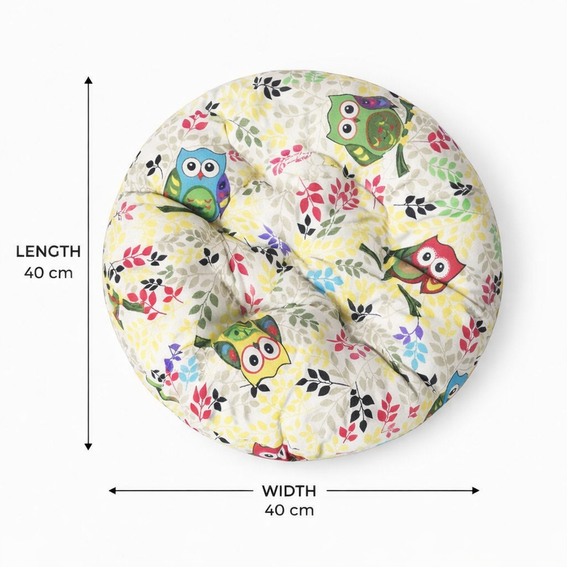 Anypillow Round Yellow Printed Chair Pad – Soft Seat Cushion