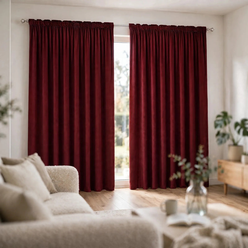 Anydrape Maroon Velvet Blackout Curtains – High‑Quality Modern Luxury Drapes for Living Room, Bedroom & Dining Windows