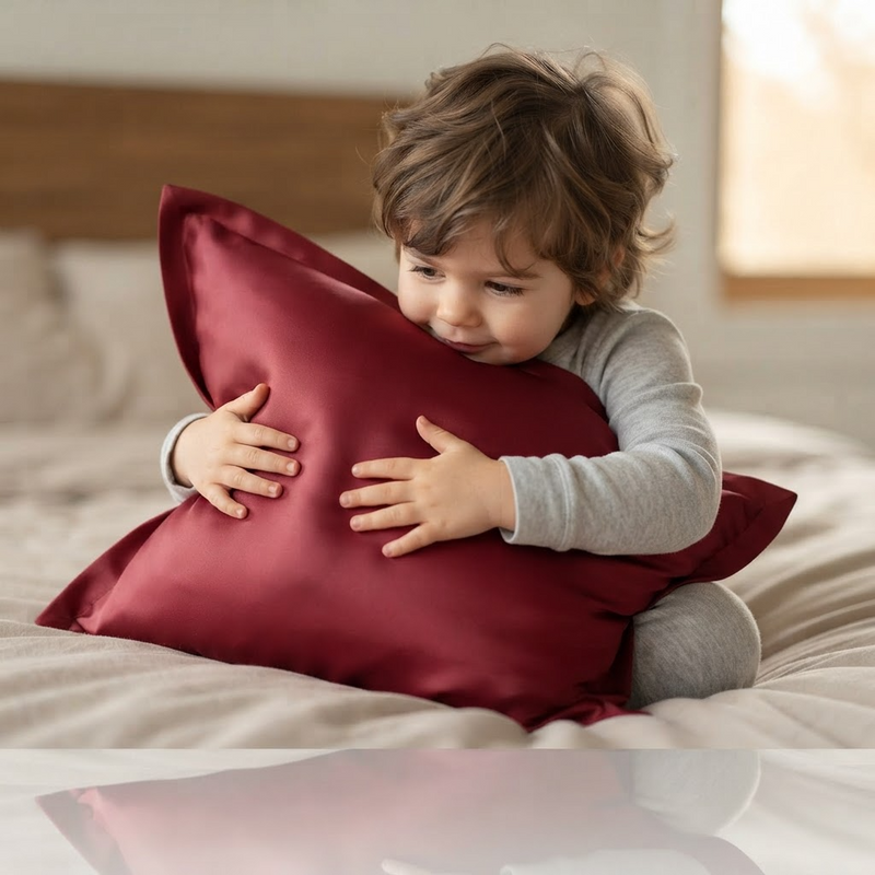 ANYHOUZ Wine Red Pure Silk Pillowcase 50x90cm Soft Smooth Luxury Bedding