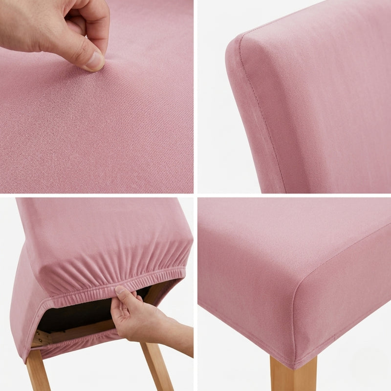 Anyseat Pink Velvet Dining Chair Cover – Plush Stretchable Slipcover for Kitchen & Dining Room Chairs