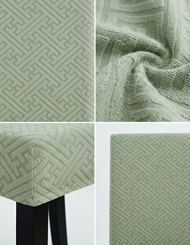 Anyseat Cypress Green Puzzle Design Chair Cover – Elastic Anti‑Dirt Design for Dining, Kitchen, Wedding, Hotel & Banquet Use