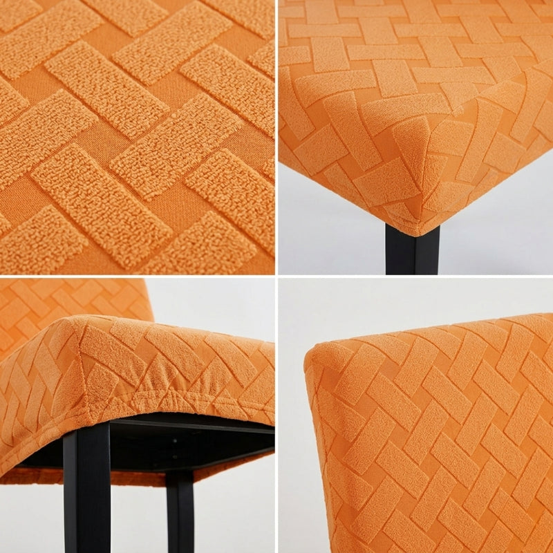 Anyseat Orange Knitted Chair Cover – Elastic Anti‑Dirt Design for Dining, Kitchen, Wedding, Hotel & Banquet Use
