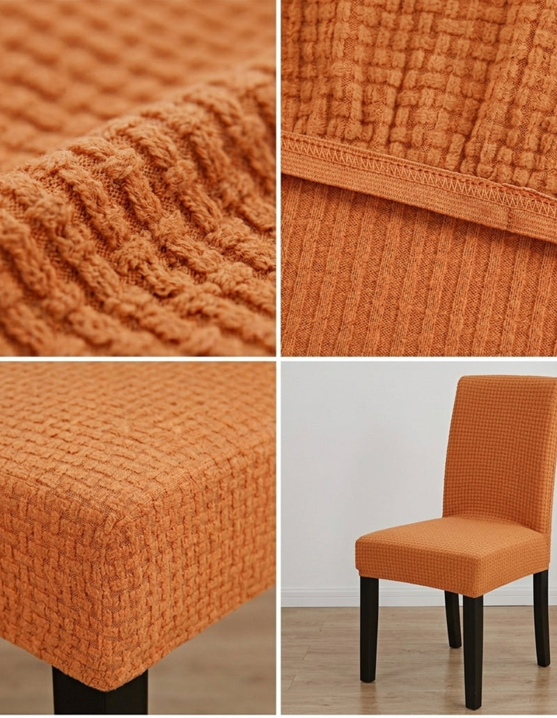 Anyseat Orange Micro Knitted Design Chair Cover – Elastic Anti‑Dirt Design for Dining, Kitchen, Wedding, Hotel & Banquet Use