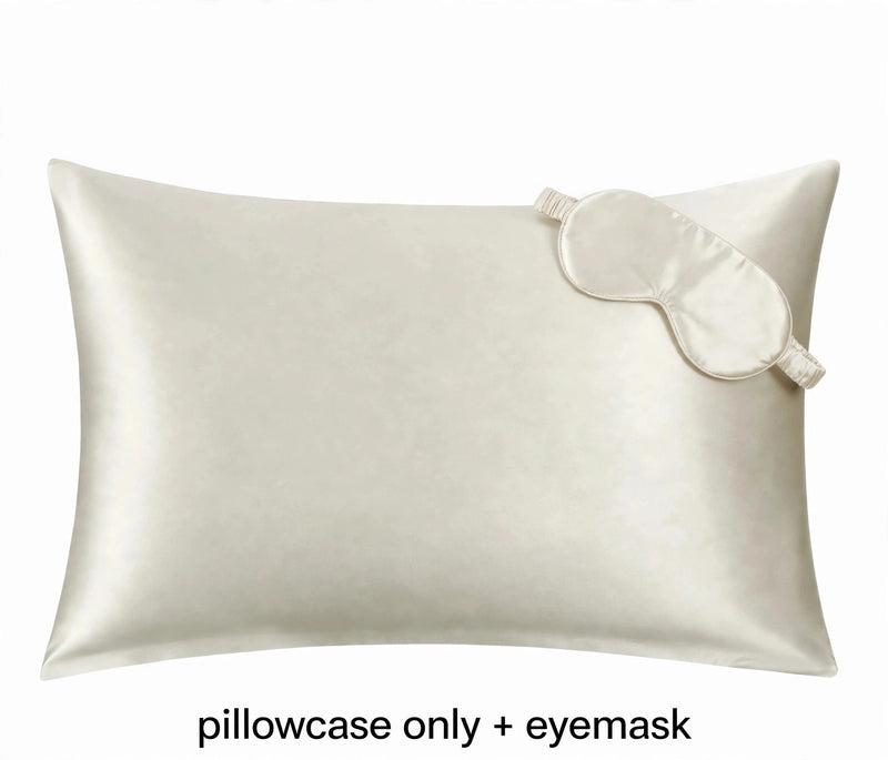 Anypillow Mulberry Silk Pillowcase Set 50x90cm – White with Eye Mask, Luxury Soft Silk Bedding