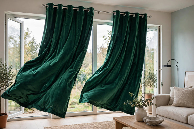 Anydrape Plain Dark Green Luxury Curtains – Modern Textured Drapes for Living Room, Bedroom & Dining Decor