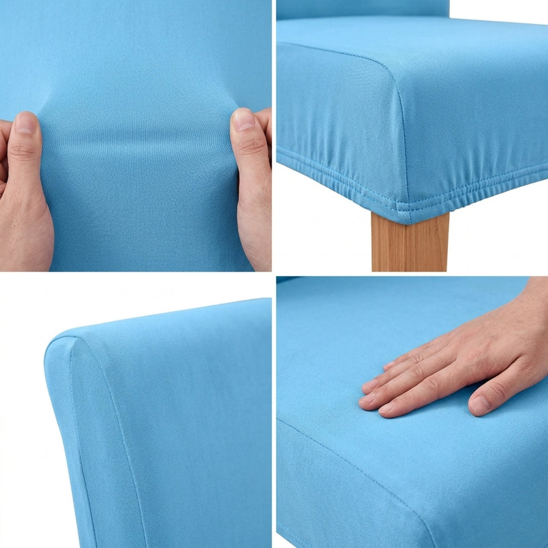 Anyseat Sky Blue Velvet Dining Chair Cover – Plush Stretchable Slipcover for Kitchen & Dining Room Chairs