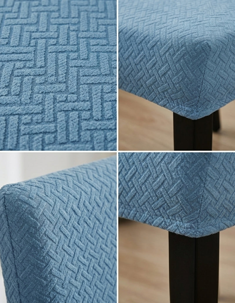Anyseat Blue Knitted Chair Cover – Elastic Anti‑Dirt Design for Dining, Kitchen, Wedding, Hotel & Banquet Use