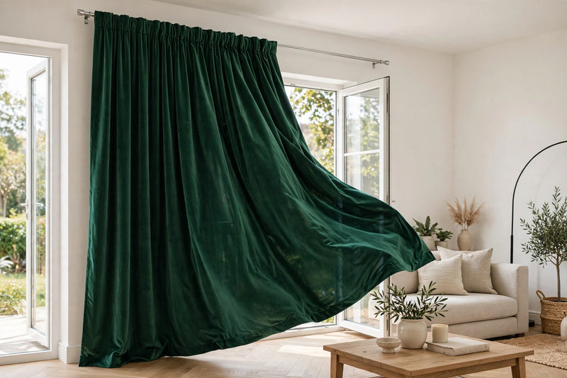 Anydrape Plain Dark Green Luxury Curtains – Modern Textured Drapes for Living Room, Bedroom & Dining Decor