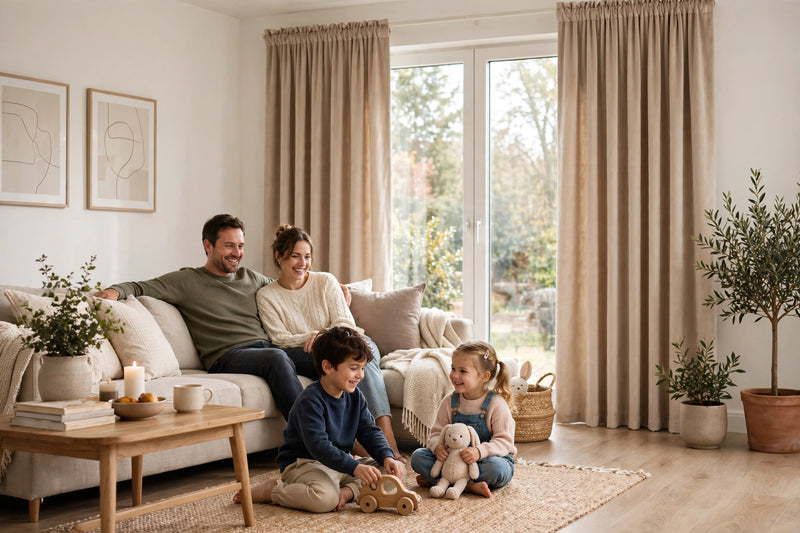 Anydrape Beige Velvet Blackout Curtains – High‑Quality Modern Luxury Drapes for Living Room, Bedroom & Dining Windows