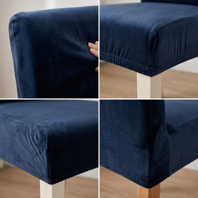 Anyseat Dark Navy Velvet Dining Chair Cover – Plush Stretchable Slipcover for Kitchen & Dining Room Chairs
