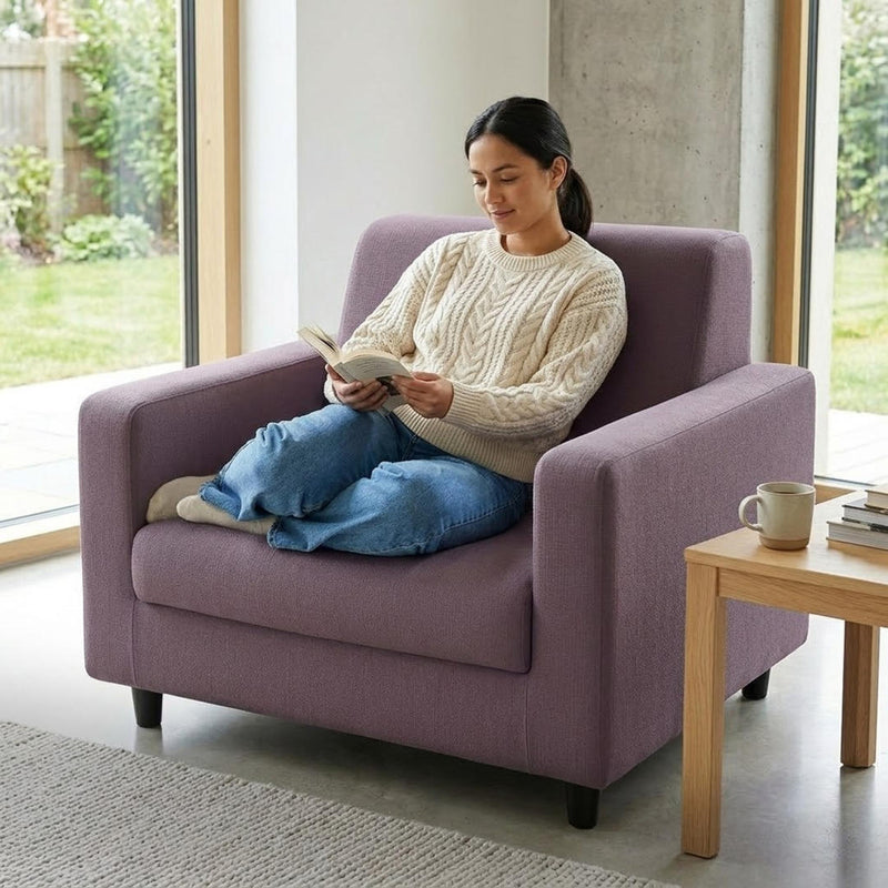 Anyseat 1-Seater Sofa Cover – Plain Purple Style Slipcover for Living Room Chair Protection