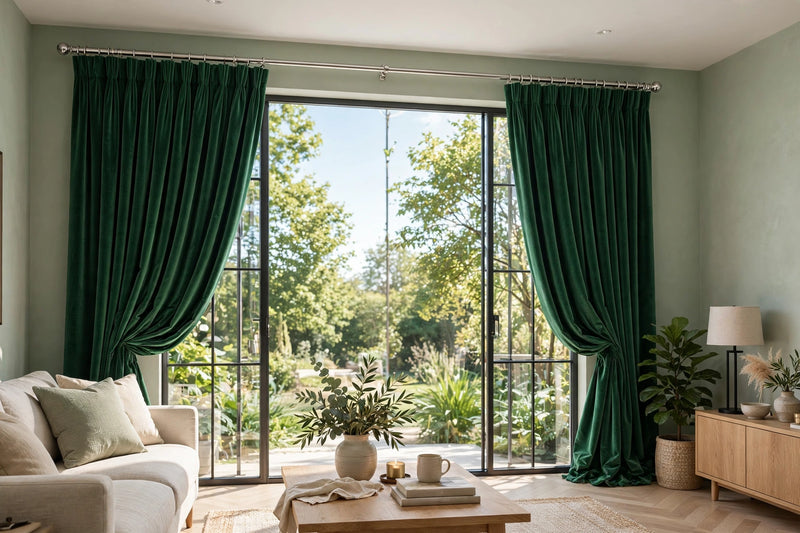 Anydrape Plain Dark Green Luxury Curtains – Modern Textured Drapes for Living Room, Bedroom & Dining Decor