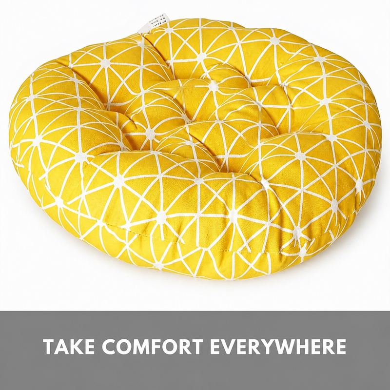Anypillow Yellow Geometric Chair Pad – Round Soft Seat Cushion