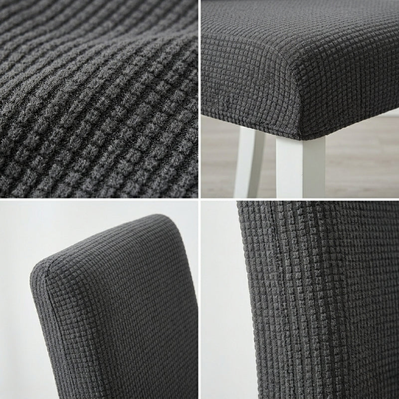 Anyseat Dark Grey Waterproof Chair Cover – Corn Kernel Pattern Stretch Slipcover for Dining Room