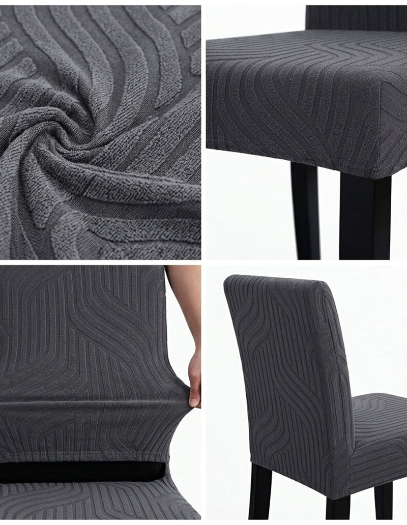 Anyseat Dark Grey Knitted Chair Cover – Elastic Anti‑Dirt Design for Dining, Kitchen, Wedding, Hotel & Banquet Use