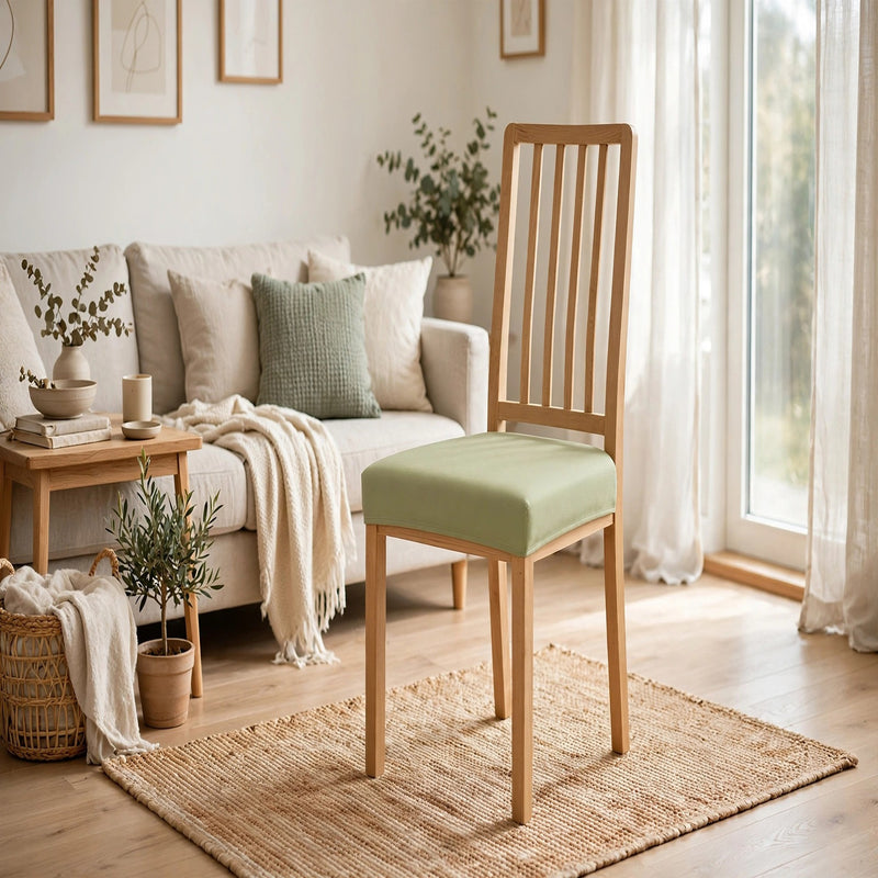 Anyseat Plain Light Green Stretch Chair Cover – Washable, Removable Dining & Kitchen Seat Protector