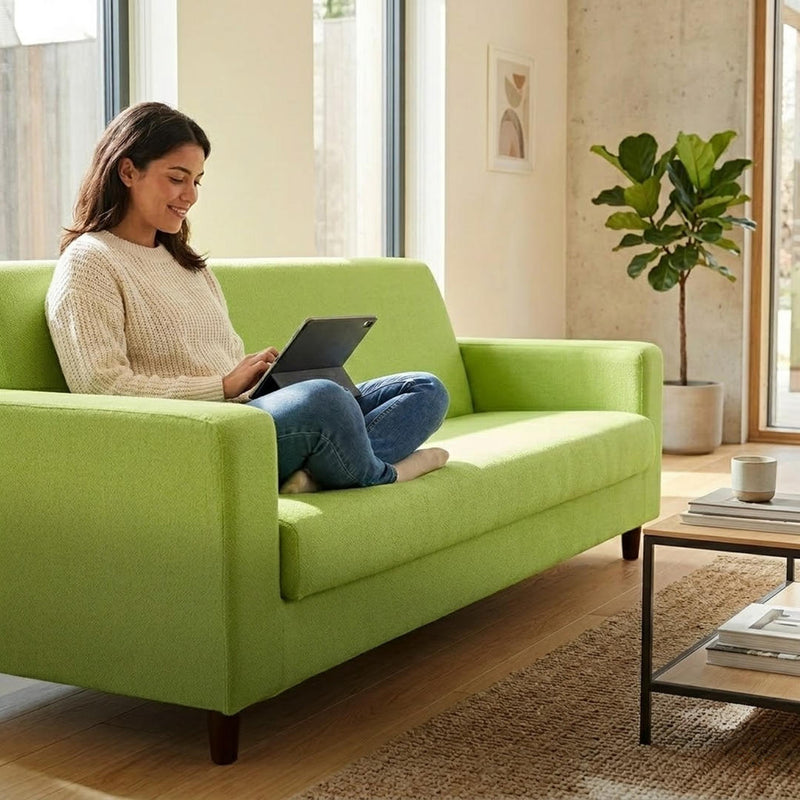 Anyhouz 3 Seater Sofa Cover Plain Apple Green Style and Protection For Living Room Sofa Chair Elastic Stretchable Slipcover