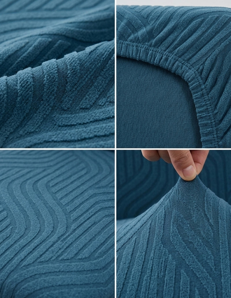 Anyseat Blue Linear Knitted Chair Cover – Elastic Anti‑Dirt Design for Dining, Kitchen, Wedding, Hotel & Banquet Use