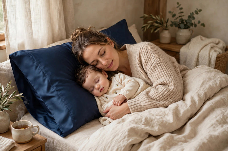 ANYHOUZ Pillowcase 51x66cm Blue Set with Eye Mask Natural Mulberry Silk for Comfortable and Relaxing Home Bed