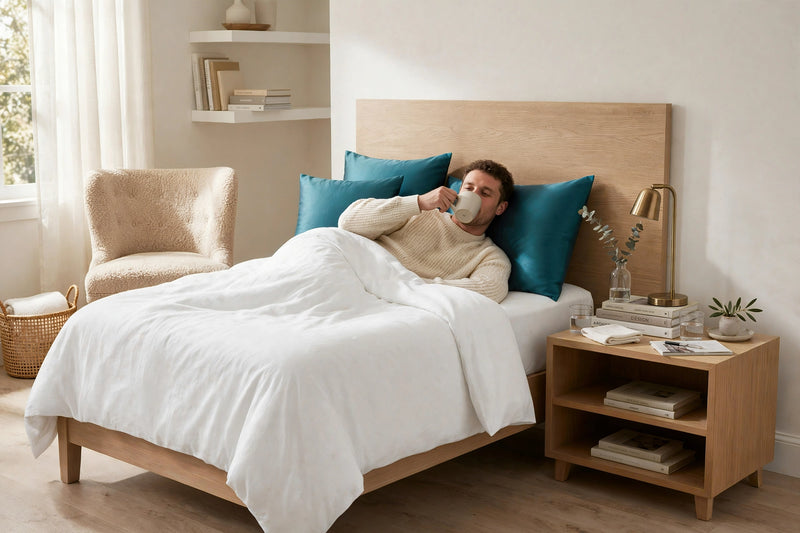 ANYHOUZ Pillowcase 51x66cm Teal Natural Mulberry Silk For Comfortable And Relaxing Home Bed