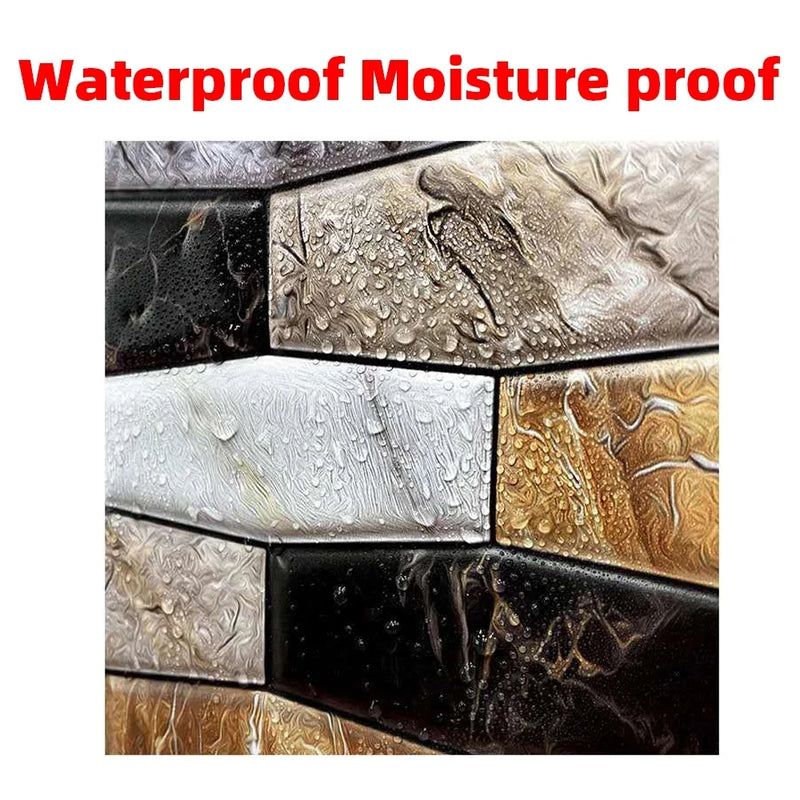 ANYHOUZ 10pcs Grey Vinyl Wall Tile Honeycomb Art Pattern 3D Waterproof