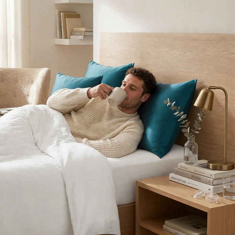 ANYHOUZ Pillowcase 50x75cm Teal Natural Mulberry Silk For Comfortable And Relaxing Home Bed