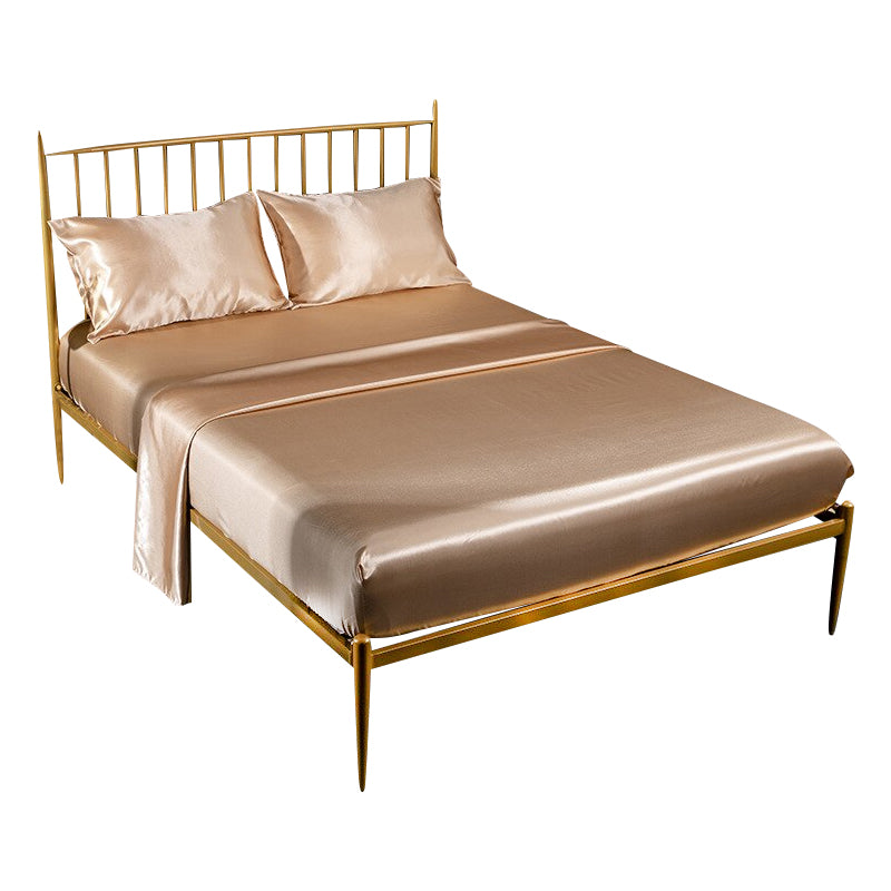 Anycozy Fitted Sheet King Size Camel Luxury Silky Beddings Set with Pillow Cases