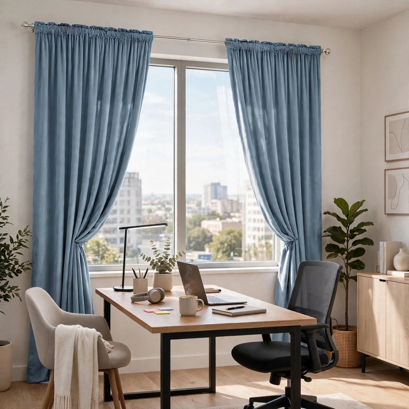 Anydrape Light Blue Velvet Blackout Curtains – High‑Quality Modern Luxury Drapes for Living Room, Bedroom & Dining Windows