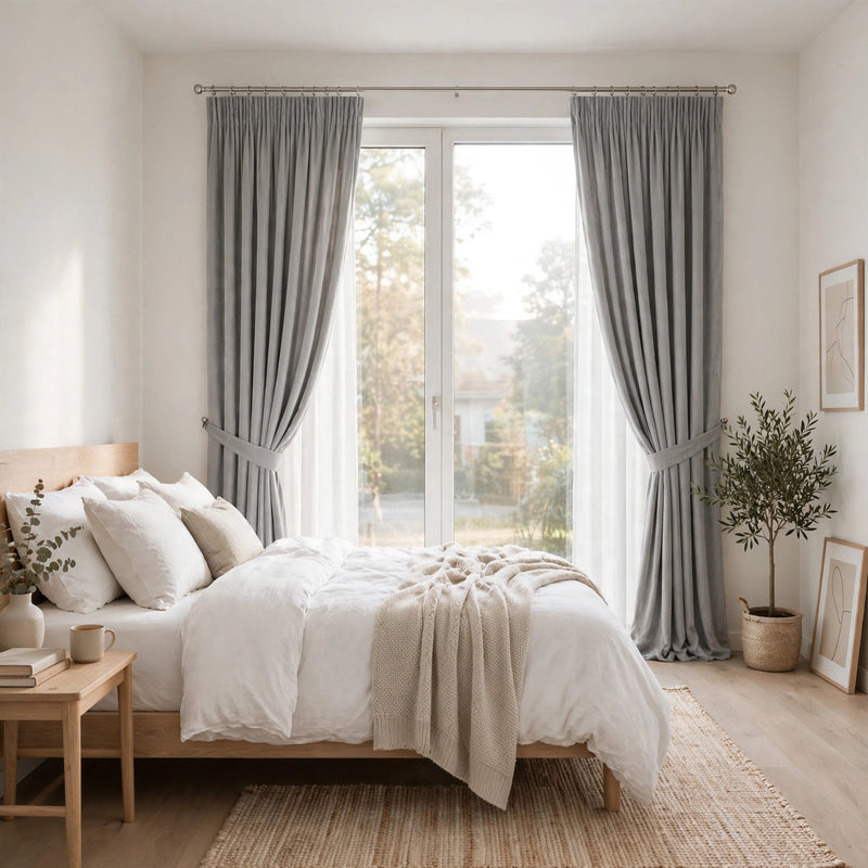 Anydrape Light Gray Velvet Blackout Curtains – High‑Quality Modern Luxury Drapes for Living Room, Bedroom & Dining Windows