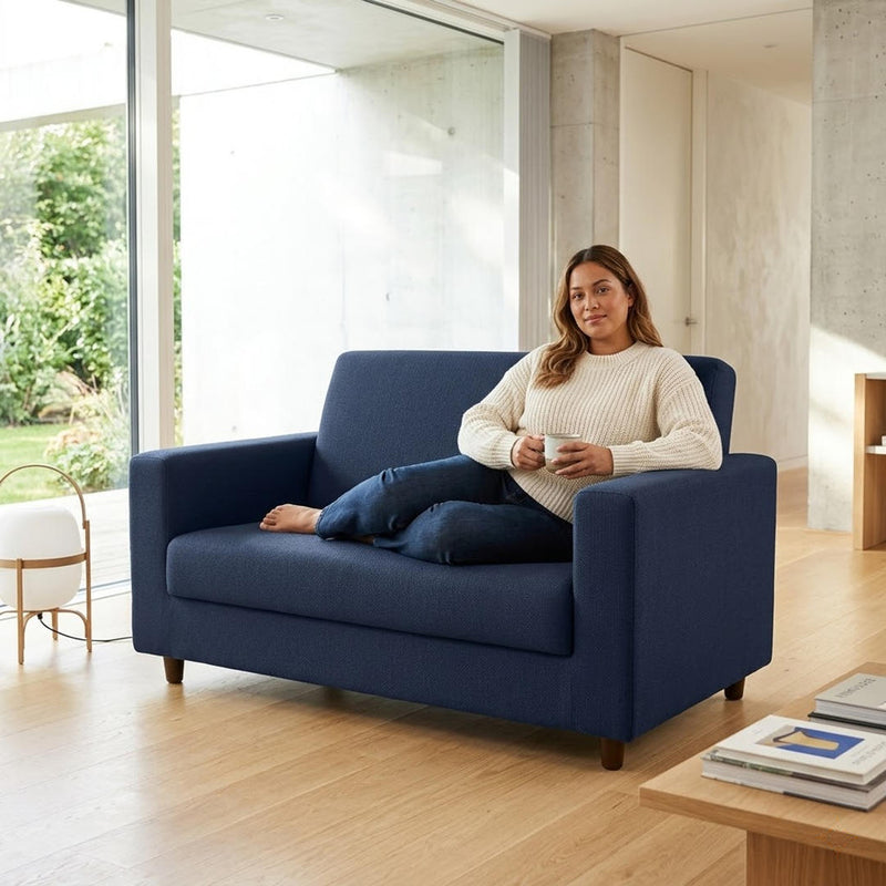 Anyseat 2-Seater Sofa Cover – Plain Navy Blue Style Slipcover for Living Room Chair Protection
