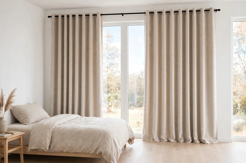 Anydrape Beige Velvet Blackout Curtains – High‑Quality Modern Luxury Drapes for Living Room, Bedroom & Dining Windows