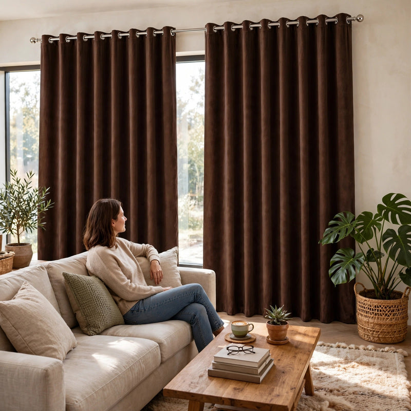 Anydrape Chocolate Velvet Blackout Curtains – High‑Quality Modern Luxury Drapes for Living Room, Bedroom & Dining Windows