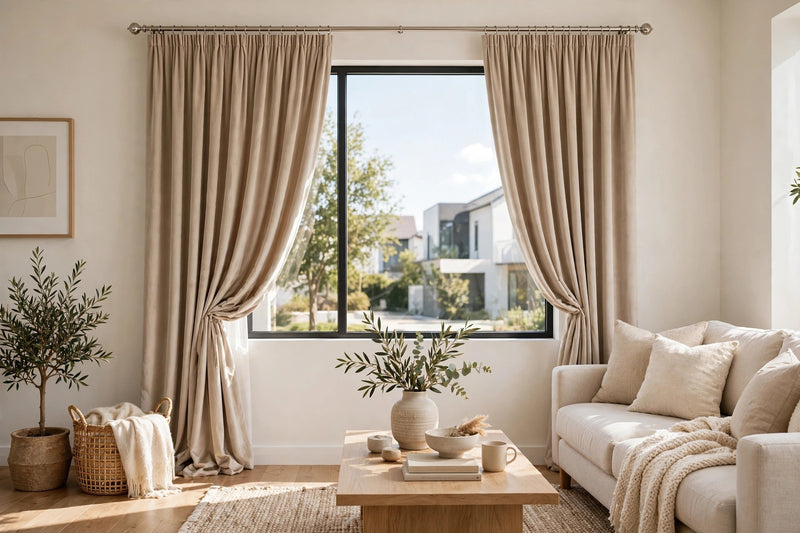 Anydrape Beige Velvet Blackout Curtains – High‑Quality Modern Luxury Drapes for Living Room, Bedroom & Dining Windows