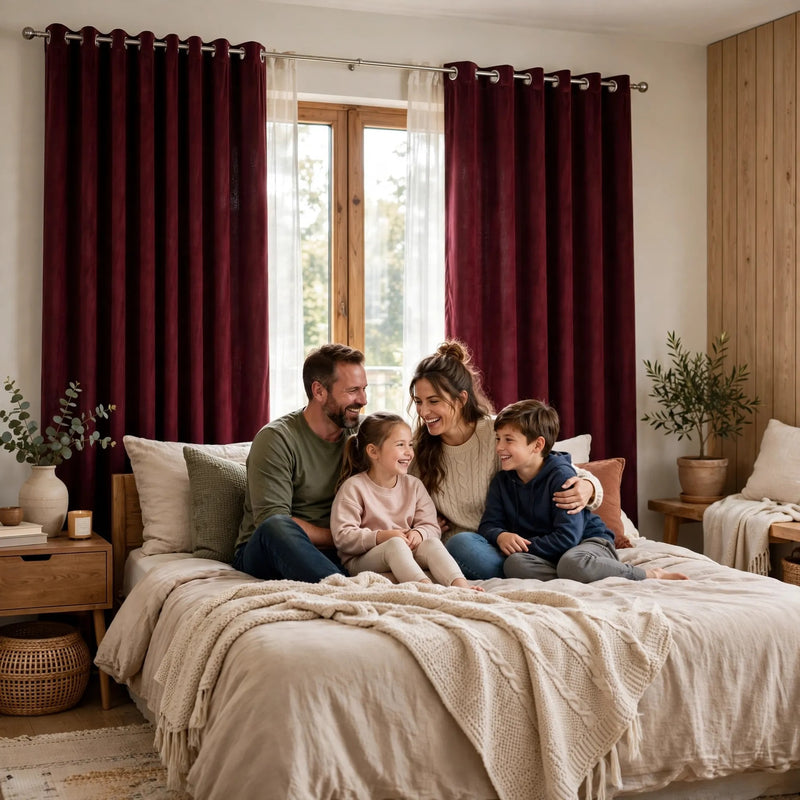 Anydrape Maroon Velvet Blackout Curtains – High‑Quality Modern Luxury Drapes for Living Room, Bedroom & Dining Windows