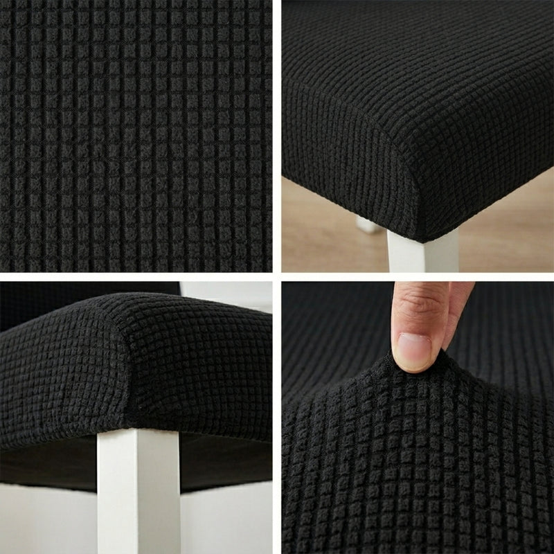Anyseat Black Waterproof Chair Cover – Corn Kernel Pattern Stretch Slipcover for Dining Room