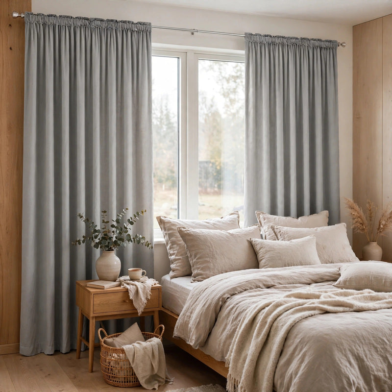 Anydrape Light Gray Velvet Blackout Curtains – High‑Quality Modern Luxury Drapes for Living Room, Bedroom & Dining Windows