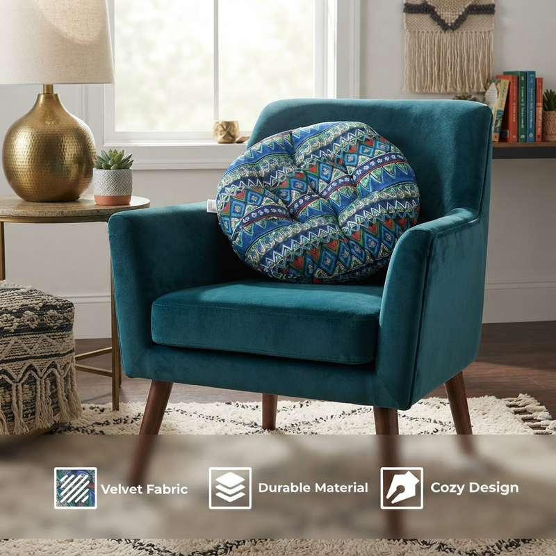 Anypillow Blue Seat Cushion – Bohemian Print Design