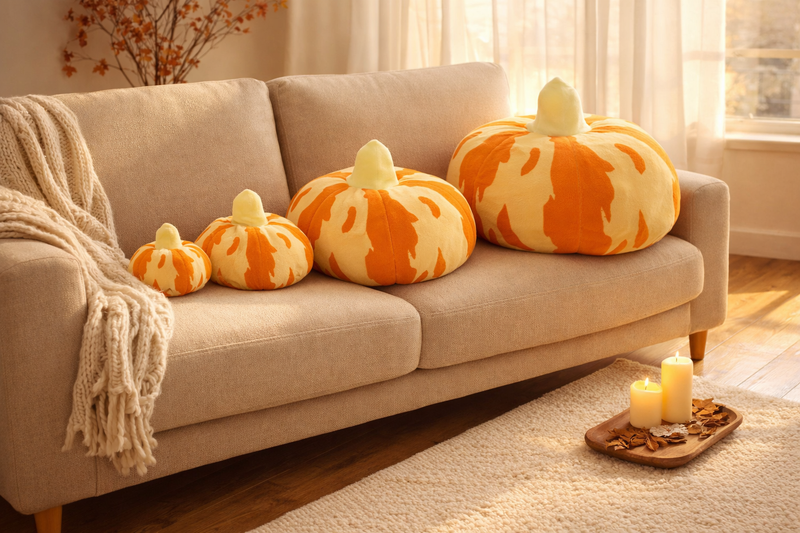 Anypillow Pumpkin Cushion – Soft Plush Yellow Orange Decorative Pillow