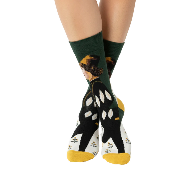 Anyfootwear 5 Pairs Size 5-9 Fashion Socks Combed Cotton Art Abstract King and Queen Oil Painting Novelty Happy Funny Christmas Gift for Women