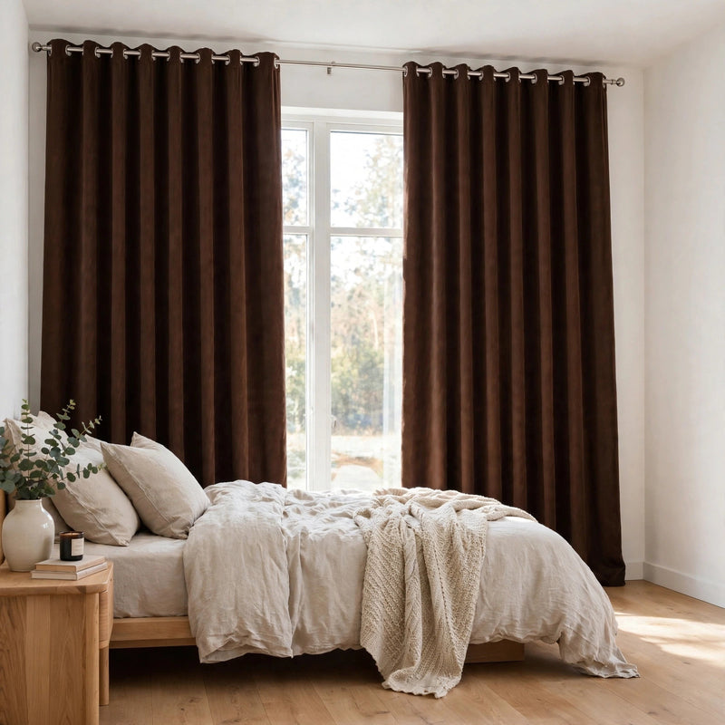 Anydrape Chocolate Velvet Blackout Curtains – High‑Quality Modern Luxury Drapes for Living Room, Bedroom & Dining Windows