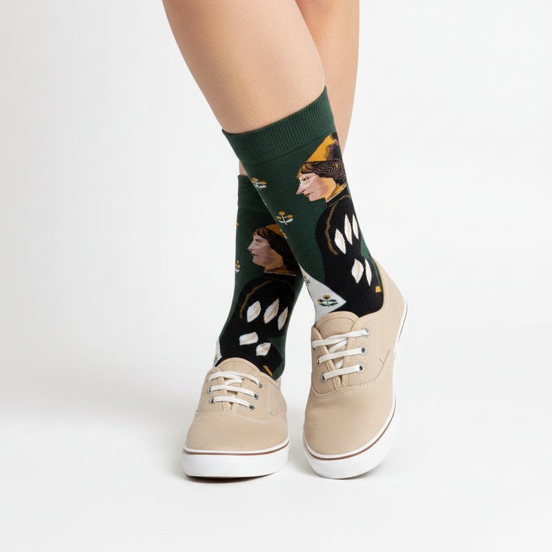 Anyfootwear 5 Pairs Size 5-9 Fashion Socks Combed Cotton Art Abstract King and Queen Oil Painting Novelty Happy Funny Christmas Gift for Women